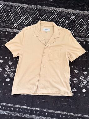 Bonobos Beige Short-Sleeve Camp Collar Button-Down Shirt